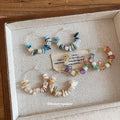 Shell Chip and Bead Hoop Earrings in Three Color Mixes view 2