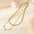 Double Layer Gold Heart Enamel Necklace and Bracelet view 2