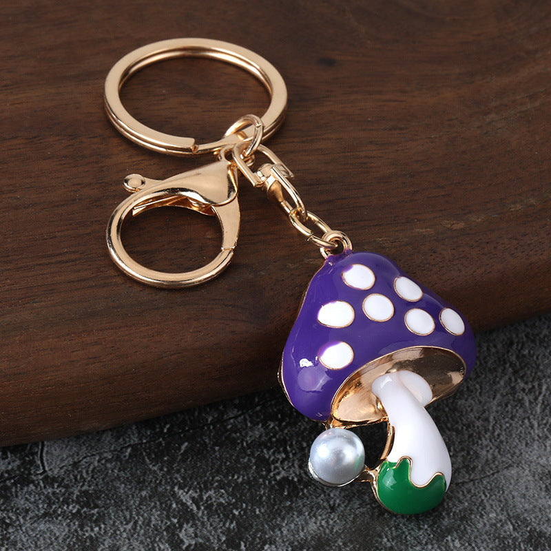 Colorful Mushroom Enamel Keychain Small Metal Bag Charm and Gift