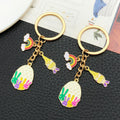 Colorful Rainbow Rabbit Easter Egg Metal Keychain Pair view 4