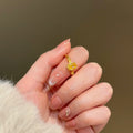 Gold Tone Yellow Oval Center Ring Baguette Side Accents view 4