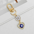 Rhinestone Evil Eye Heart Initial Letter Alloy Keychain view 9