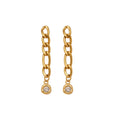 Long Linked Crystal Bar Drop Earrings in Polished Gold Tone view 5