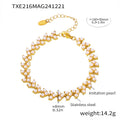 Imitation Pearl Heart Link Necklace Bracelet Gold Steel view 8