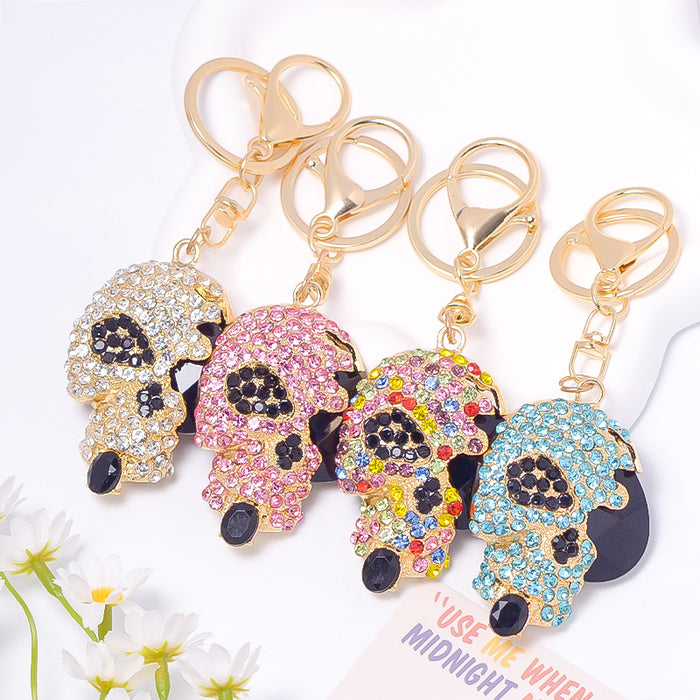 Rhinestone Skull Keychain Gold Metal Crystal Bag Charm