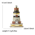 Crystal Lighthouse Brooch with Colorful Enamel Details view 5