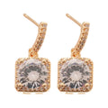 Square Crystal Drop Earrings in White and Pale Green Options view 5