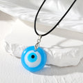 Round Resin Evil Eye Pendant Necklaces on Black Cords view 8