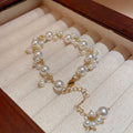 Three Mixed Pearl Like Bracelets With Tail Cluster Or Oval Center view 7