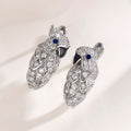 Silver Tone Parrot Huggie Earrings With Clear CZ And Blue Eyes view 3