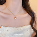 Gold Tone Crystal and Faux Pearl Drop Pendant Necklace view 3