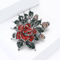 Crystal Rose Leaf Bud Brooch Red Purple Two Color Styles view 4