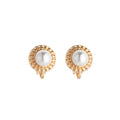 Gold and Silver Pearl Look Clear Halo Clip Earrings view 5