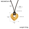 Stainless Steel Hollow Heart Pendant Black Leather Cord Necklace view 7