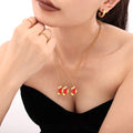 Red Enamel Christmas Stocking Pendant Necklace Gold Chain view 4