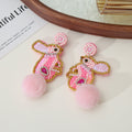 Beaded Novelty Drop Earrings Bunny Rainbow Heart Birthday view 2