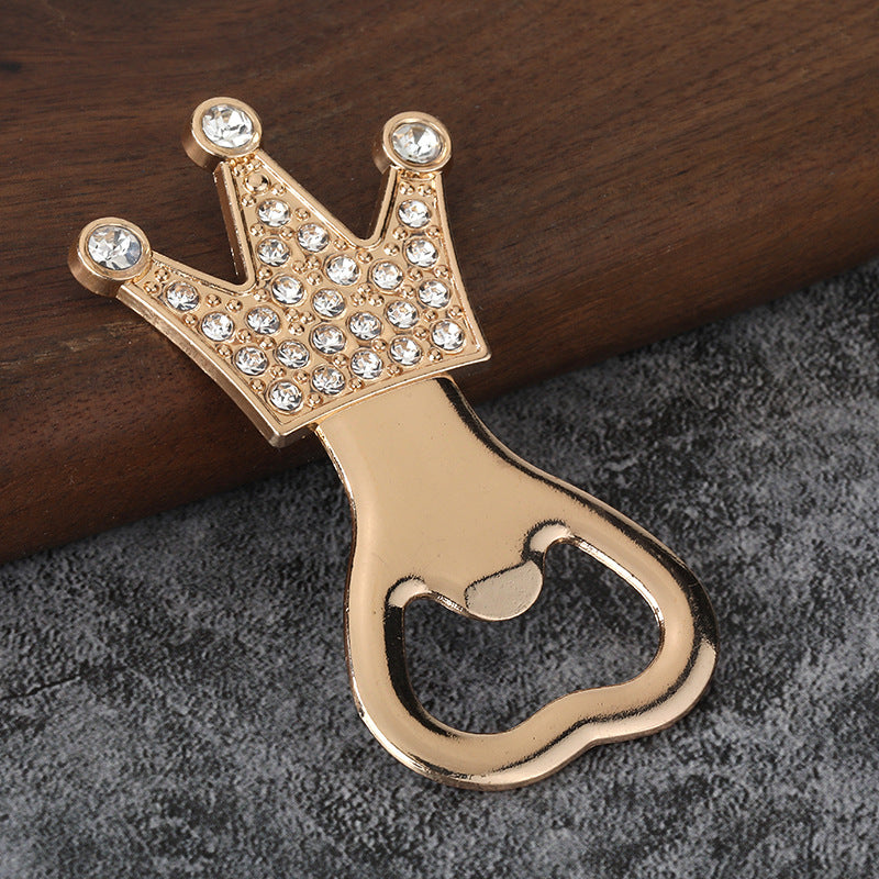 Colorful Crown Rhinestone Bottle Opener Keychain for Beer Gifts