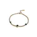 Silver Tone Clear Crystal Bracelet With Green Round Stone Accents view 5