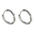 Silver Tone Clear Stone Leaf Branch Huggie Hoop Earrings view 5