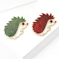 Rhinestone Hedgehog Brooch White Belly Red Nose Two Styles view 3