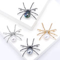 Spider and Pearl Metal Brooch in Four Color Finishes view 2