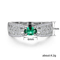 Green Oval Stone Leaf-Pattern Wide Ring In Two Metal Tones view 5