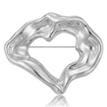 Polished Irregular Heart Ring Brooch in Two Metal Tones view 5