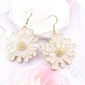 Enamel Chrysanthemum Flower Drop Earrings 4 Colors Gold view 6