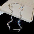 Double Layer Open Arm Cuff Rhinestone Tassel Two Colors view 4