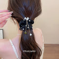 Organza Bow And Pearl Scrunchies With Charm Tassels view 3