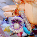 Jeweled Treasure Shell Keychains in Starry Glitter Pearl and Bubble Styles view 4
