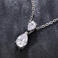 Silver Tone Double Teardrop Clear Stone Pendant Necklace view 4