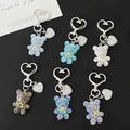 Rhinestone Teddy Bear Heart-Clasp Charms in Six Bow Colors view 1
