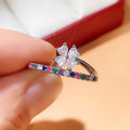 Clear Floral Cluster Ring with Multicolor Pavé Band view 3