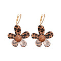 Leopard Acetate Flower Drop Hoop Earrings Jewelry Pair view 5