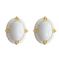 White Enamel Oval Gold Frame Vintage Geometric Stud Earrings view 5