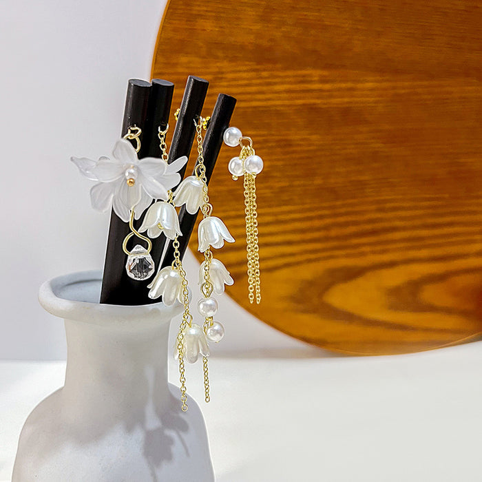 Black Wood Floral Dangle Finished Hair Sticks in Five Styles