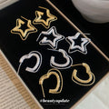 Open Star and Heart Stud Earrings in Four Styles Decorative Jewelry Accessory view 1