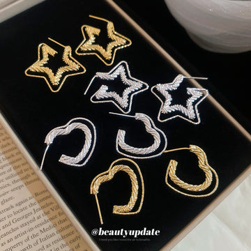 Open Star and Heart Stud Earrings in Four Styles Decorative Jewelry Accessory