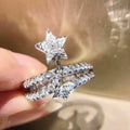 Silver Tone Shooting Star Pavé Double Band Ring Sizes 6-10 view 2