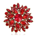 Red Flower Crystal Eight Designs Metal Brooch Pin for Jackets and Lapels view 1