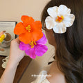 Six Color Large Artificial Hibiscus Duckbill Hair Clip Assortment view 1