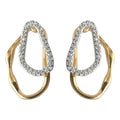 Gold Tone Double Irregular Loop Clear Stone Stud Earrings For Women view 5