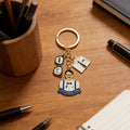 Father Day Dad Glasses Shirt Multi Charm Key Ring Set view 3