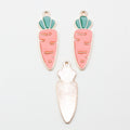 Long Pink Carrot Enamel Charm with Green Top and Gold Tone Edge view 3