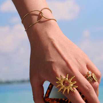 Gold Double Layer Knot Snake Chain Bracelet Stainless Steel