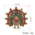 Red Gold Tone Peacock Crystal Metal Brooch Pin for Jackets and Lapels view 2