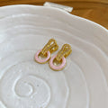 Pink Petal Earrings With Crystal Centers In Two Fastener Styles view 7