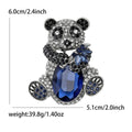 Jeweled Panda Brooch Holding Blue or Green Faceted Crystal view 5
