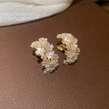 Gold Tone Crystal Floral Wreath Open Clip On Earrings view 2